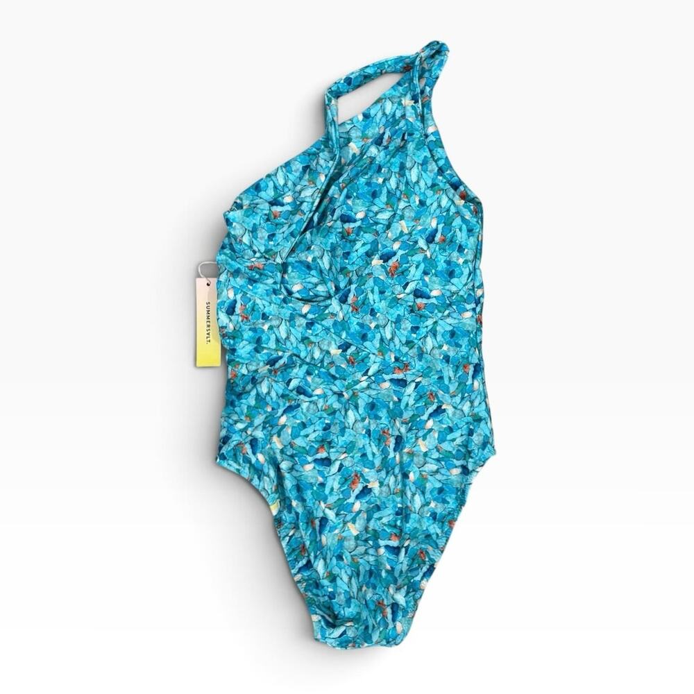 Summersalt The Sidestroke One Piece Swimsuit Blue Isle Size 4 NWT - Picture 3 of 9